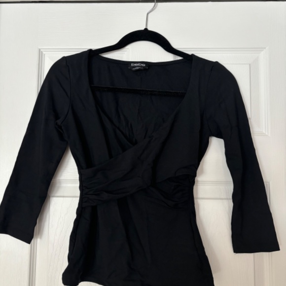 Y2K Vintage Bebe crossover-front ruched waist top - Picture 2 of 2
